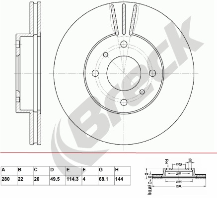 Brake Disc - BR 329 VA100 BRECK